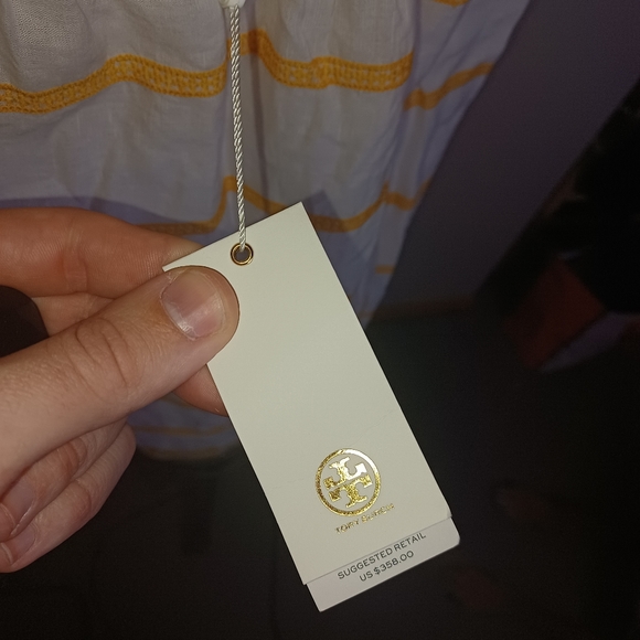 🆕️Tory Burch "Embroidered Ruffle Sleeveless dress" Linen mini - Picture 7 of 14